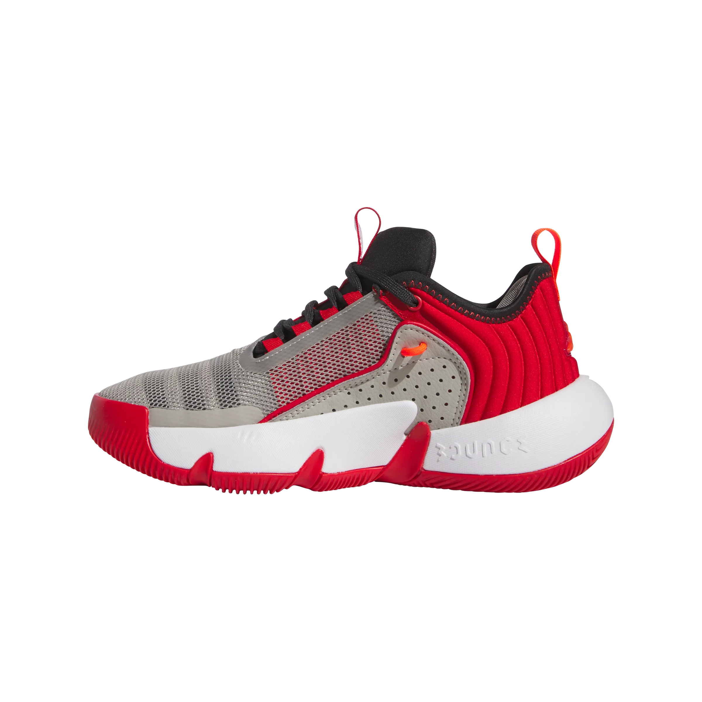 Adidas Trae Unlimited Junior Basketball Shoes - Grey, Carbon, and Scarlet - Lightweight Performance and Stylish Design for Young Athletes