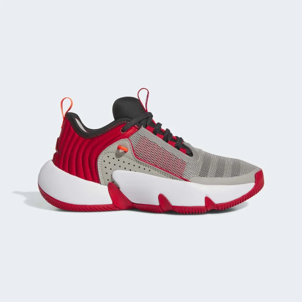 Adidas Trae Unlimited Junior Basketball Shoes - Grey, Carbon, and Scarlet - Lightweight Performance and Stylish Design for Young Athletes