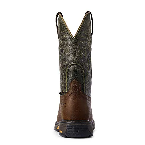 ARIAT Men's Workhog Wide Square CSA Metguard Composite Toe Work Boot Western, Ridge Brown/Moss Green, 10.5