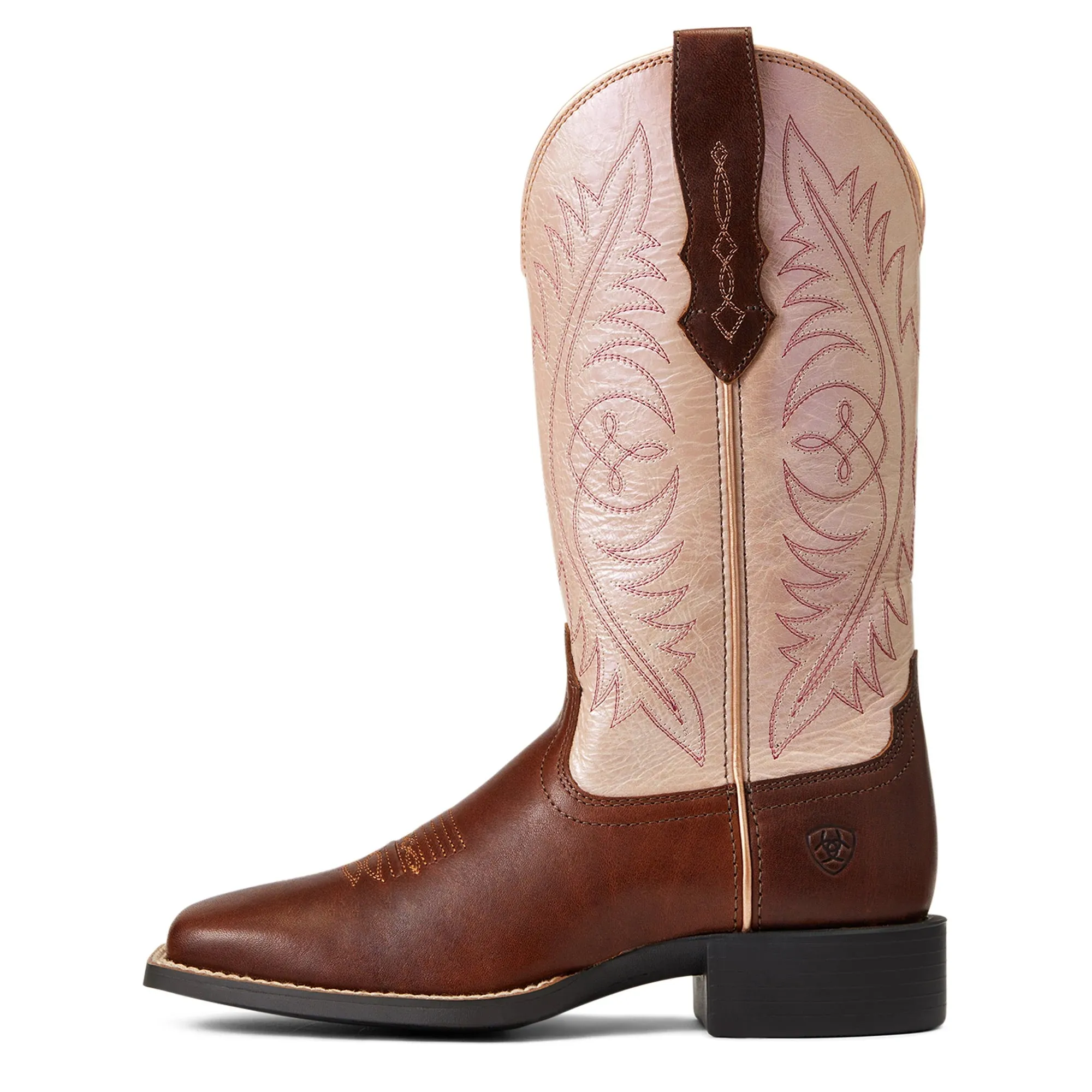 Ariat Wms Round Up Wide Square Toe Stretchfit Festival Brown / Champagne