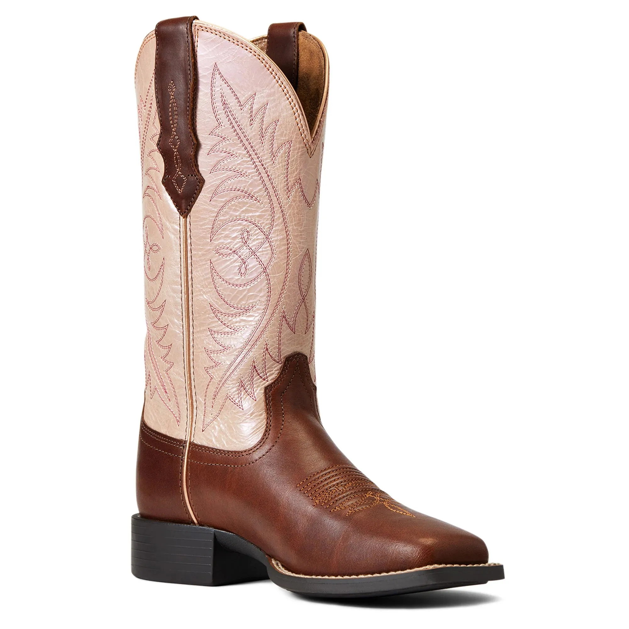 Ariat Wms Round Up Wide Square Toe Stretchfit Festival Brown / Champagne