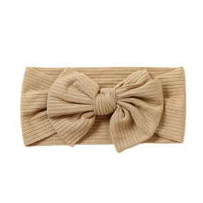 Baby Textured Single Soft Bow Knot Headband — Oat