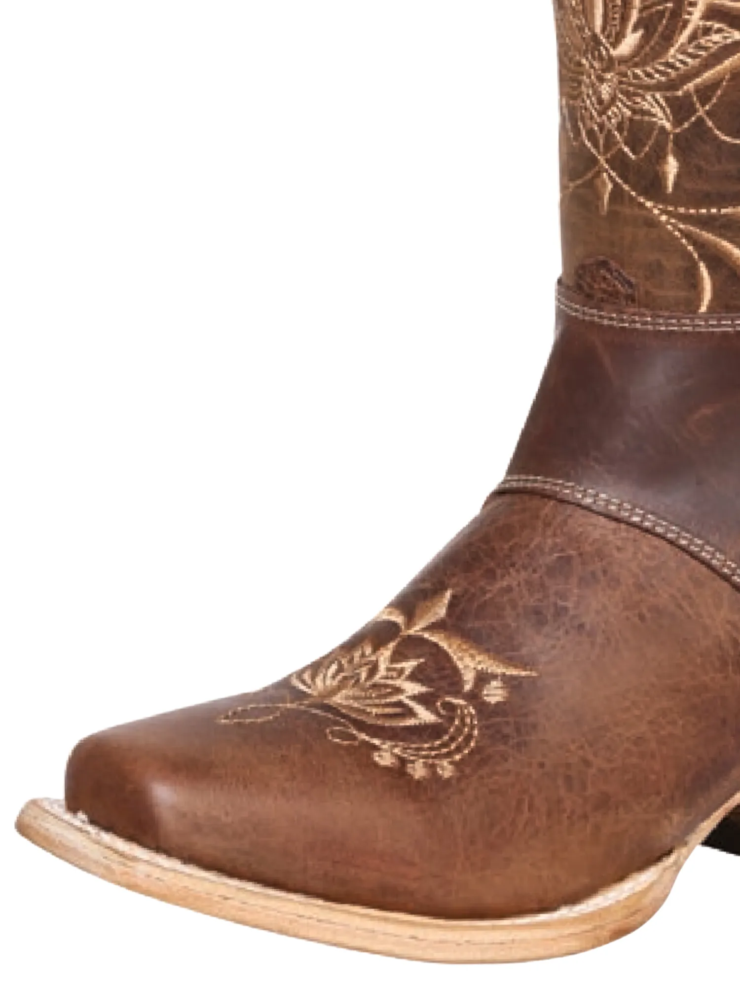 Botas Vaqueras Rodeo de Arnes con Tubo Bordado de Piel Genuina para Mujer 'El General' - ID: 41907