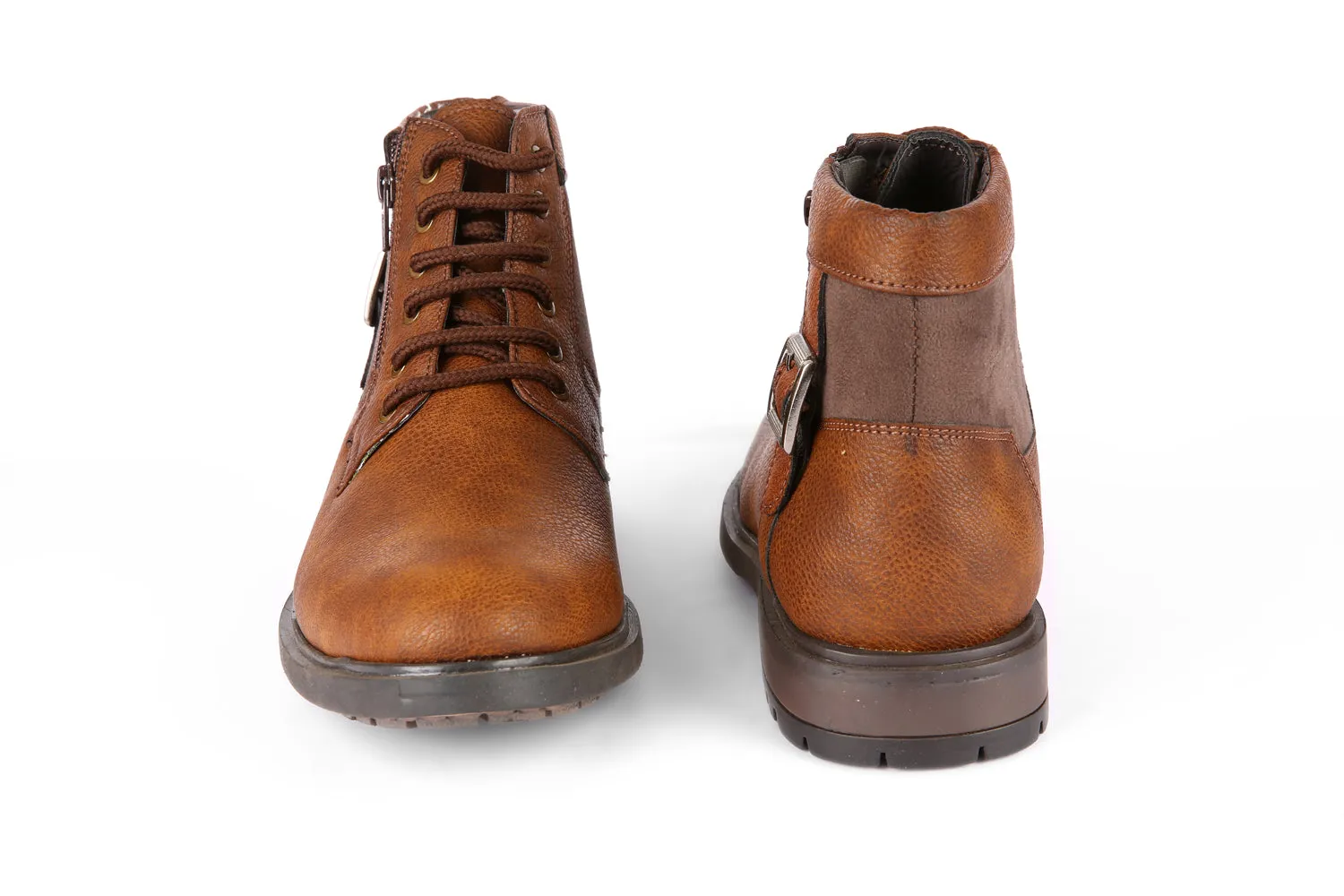 Brown Zipped Derby Boots