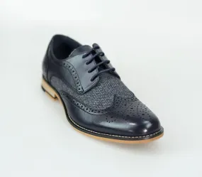 Cavani Horatio Navy Tweed Brogue Shoes