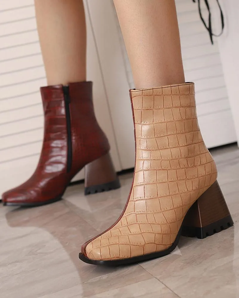 Color-Blocking Ankle Boots