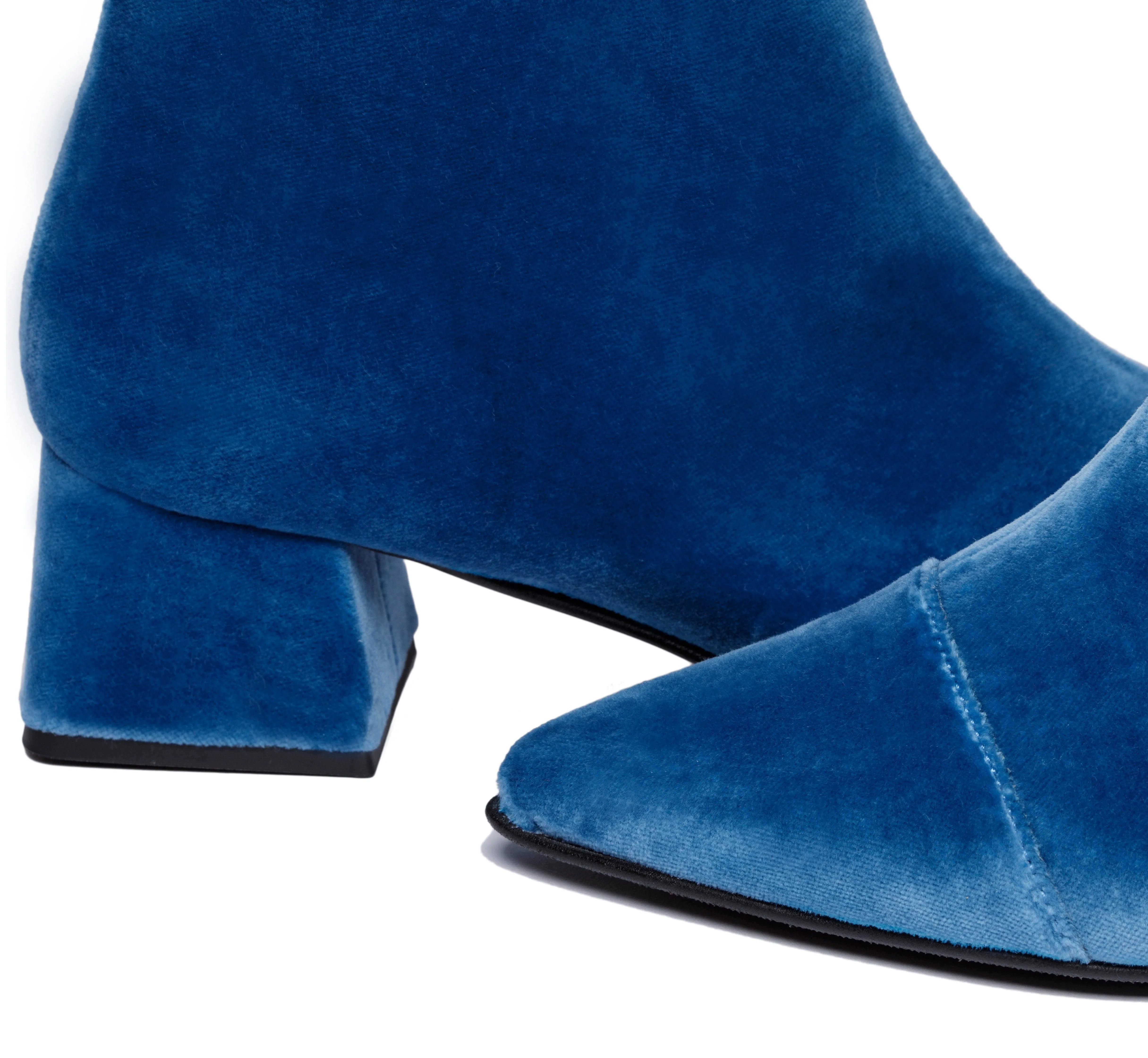 Dahlia Vegan Velvet Ankle Boots | Blue