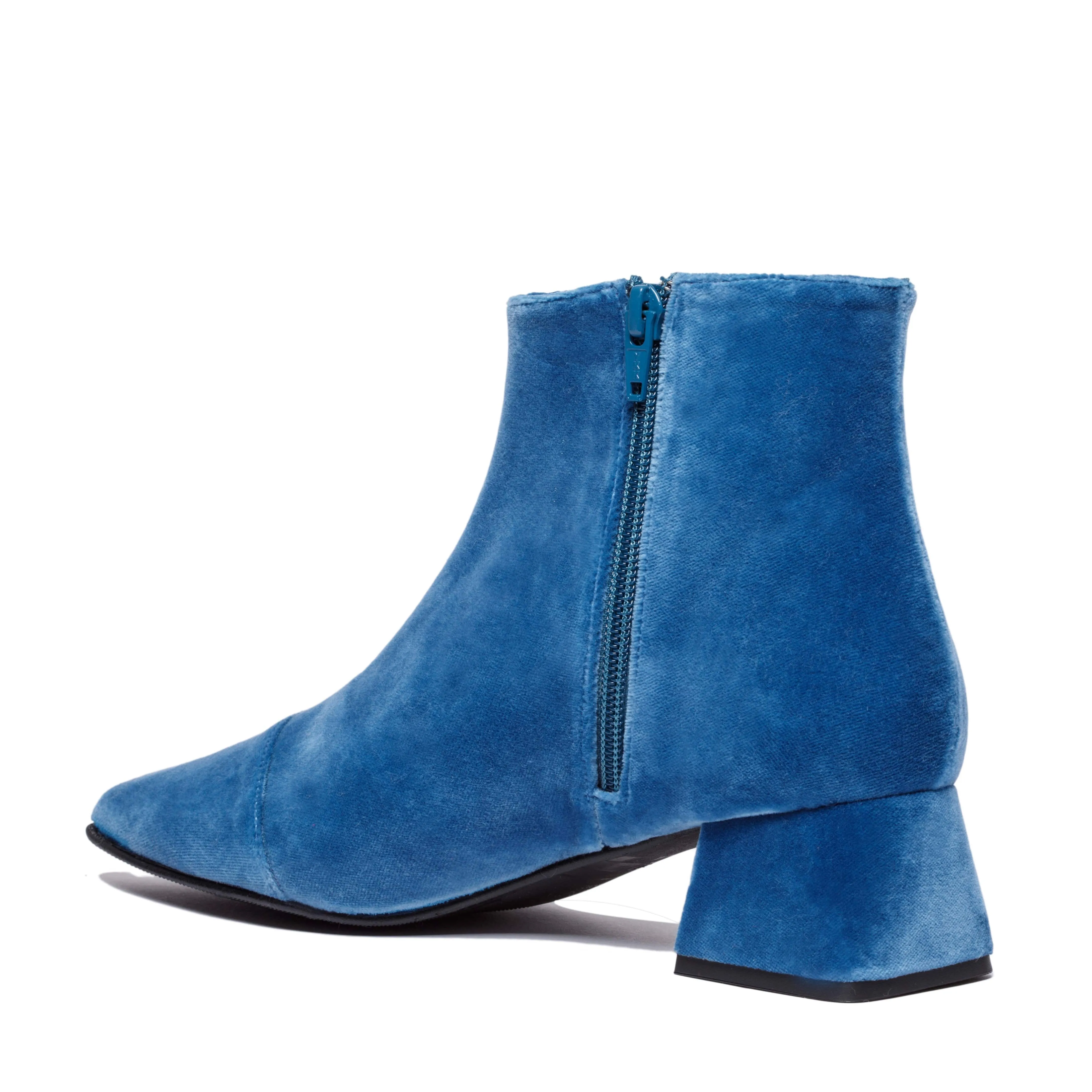 Dahlia Vegan Velvet Ankle Boots | Blue