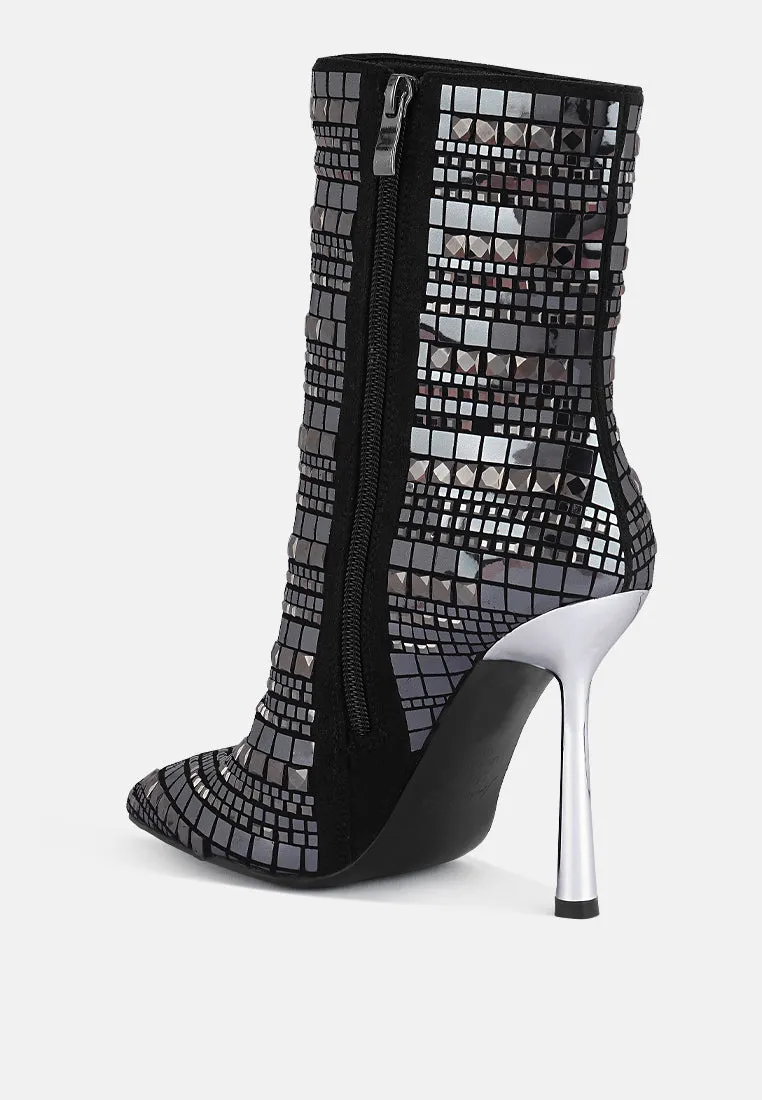 Extravagance Mirror Embellished Stiletto Boots