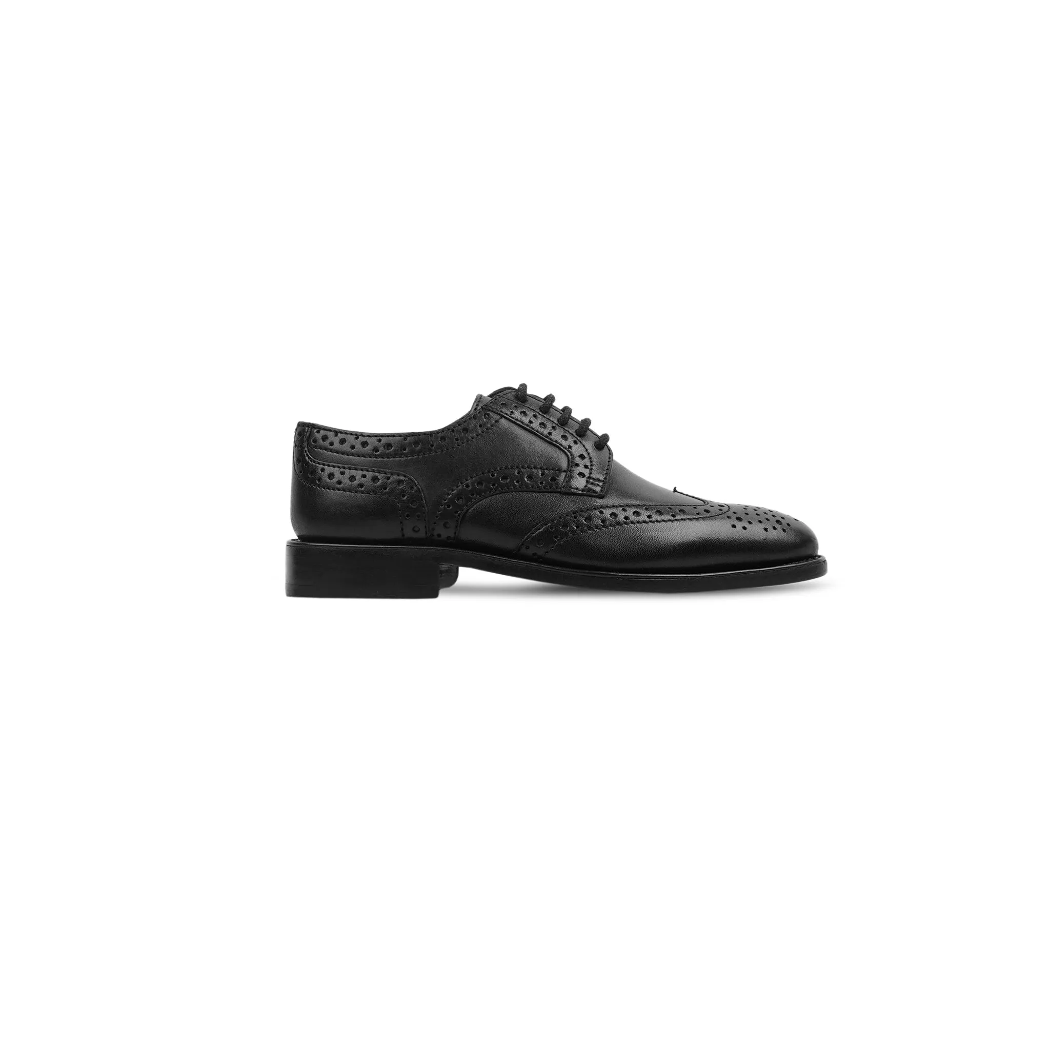 Faahit - Kid's Black Calf Leather Derby Shoe (5-12 Years Old)