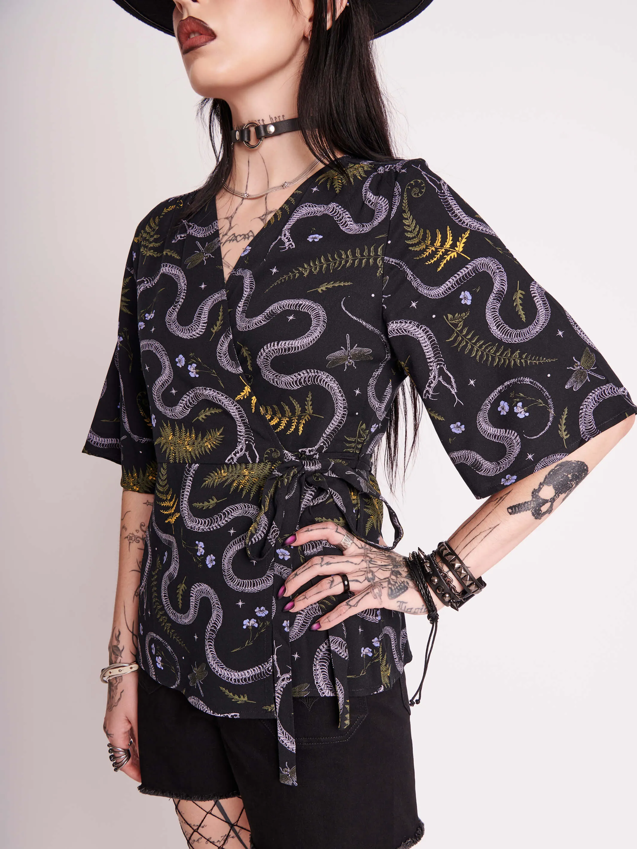 Floral Snake Wrap Top