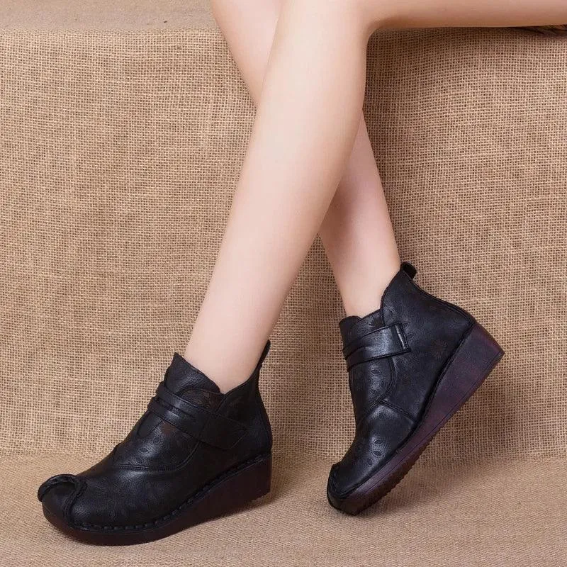 Handmade Leather Wedge Boots - Women's Casual Shoes AH9912-9