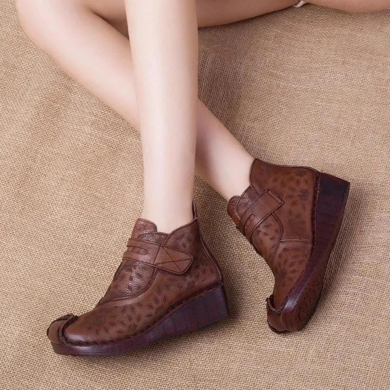 Handmade Leather Wedge Boots - Women's Casual Shoes AH9912-9