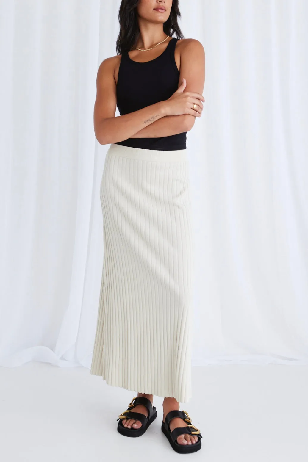 Luck Bone Rib Knit Skirt