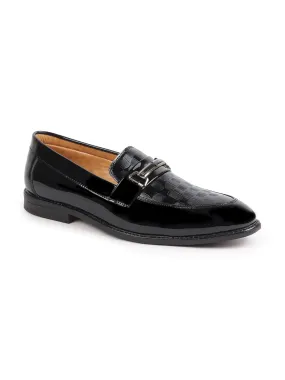 Men Black Casual Patent Leather Slip-On Loafers