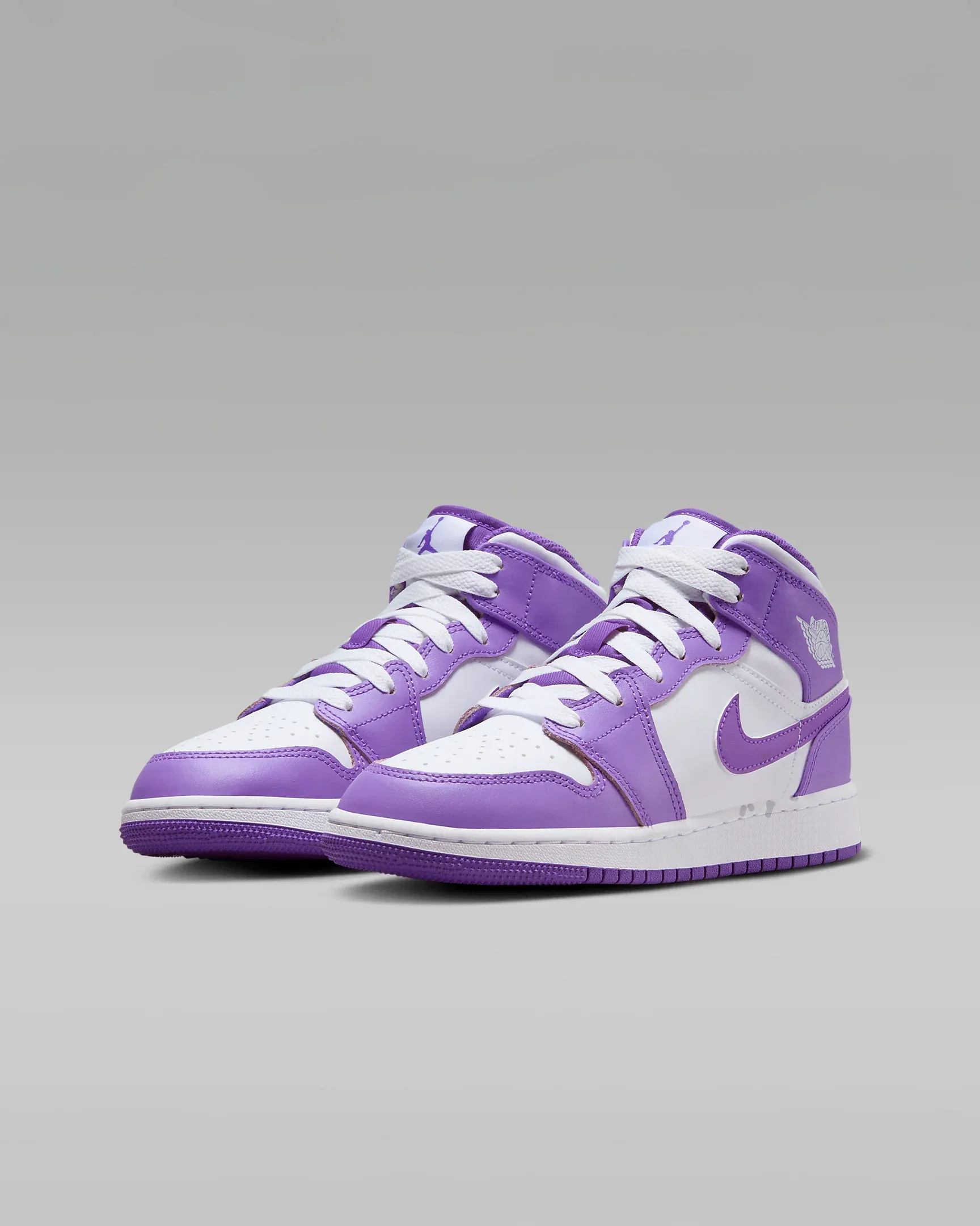 Nike Kid's Air Jordan 1 Mid Shoes - Purple Venom / White