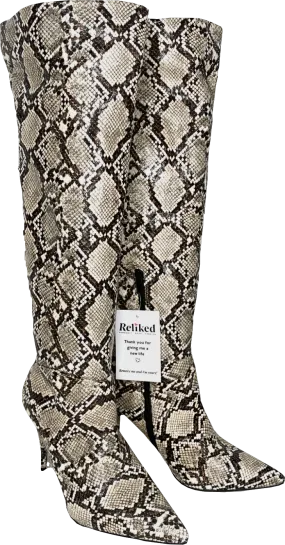 Public Desire Beige Snakeskin Slouch Knee High Boots UK 5 EU 38 👠