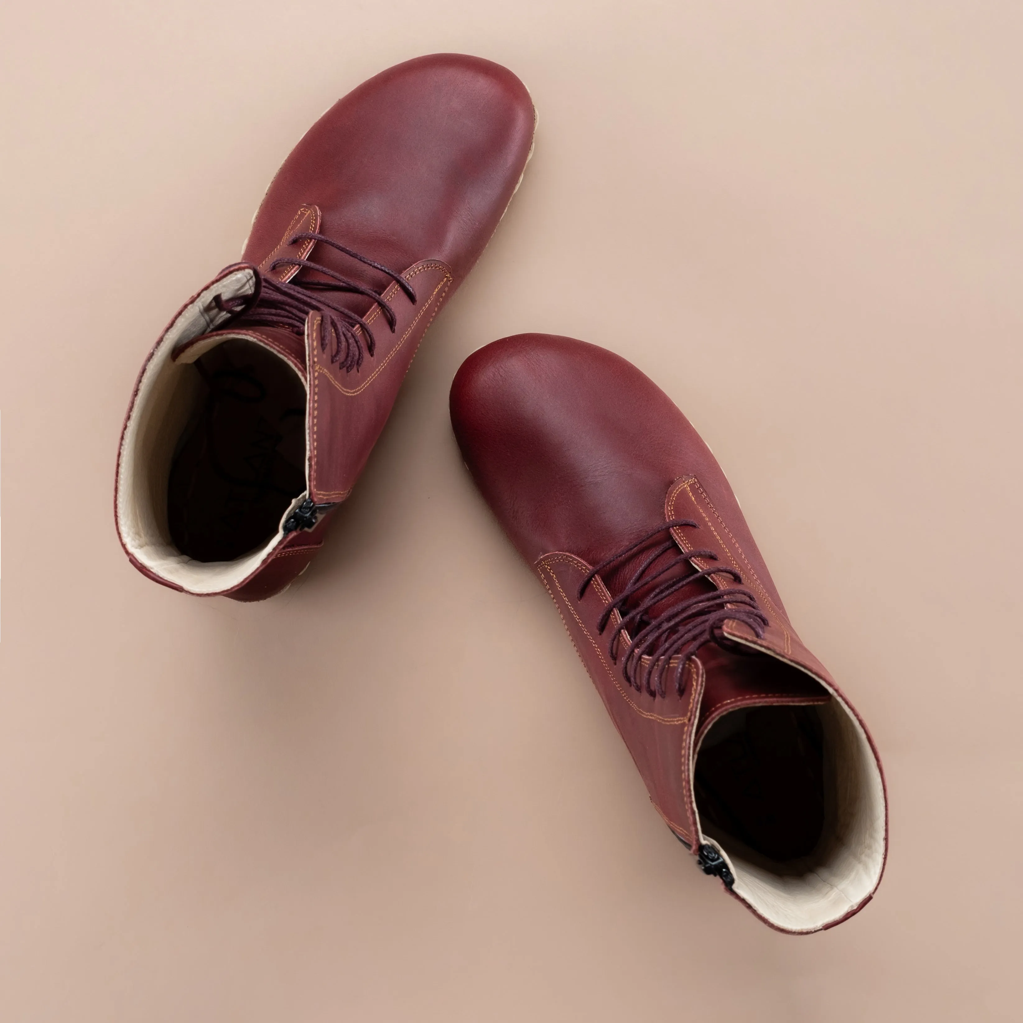 Women's Burgundy Barefoot High Ankle Boots