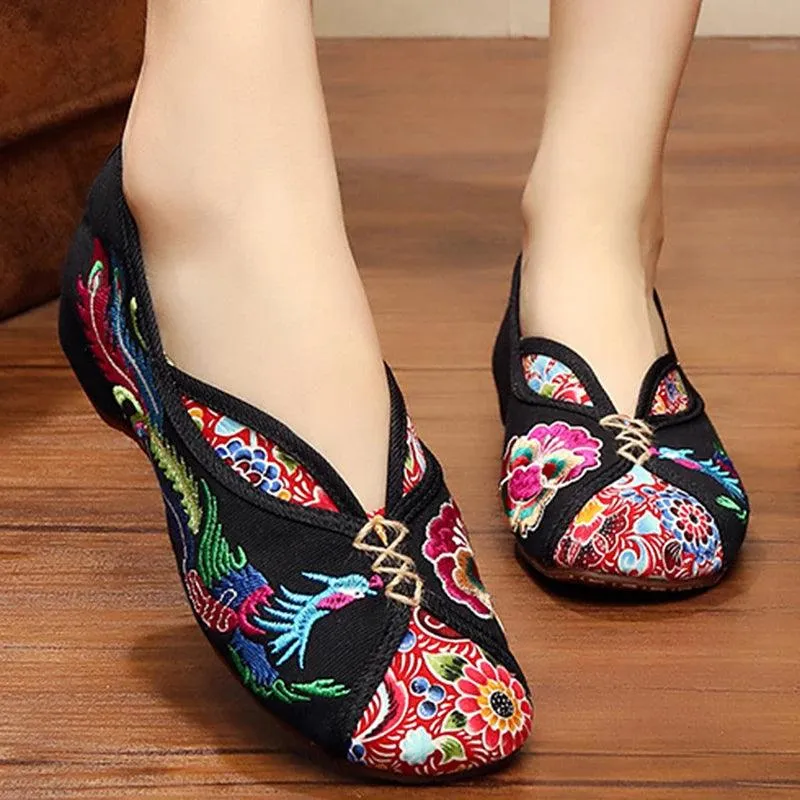 ZX653 Women's Casual Shoes - Handmade Embroidered Canvas Flats